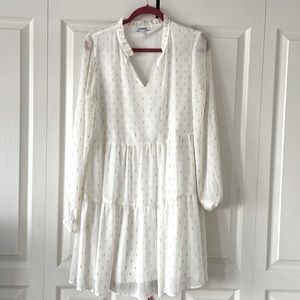 Express Flowy White  and Gols Dress